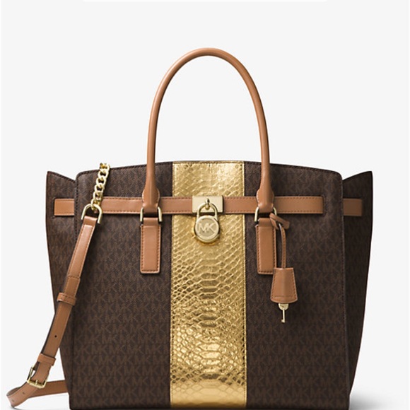 Michael Kors Brown and Gold Tote Bag - Picture 2 of 9